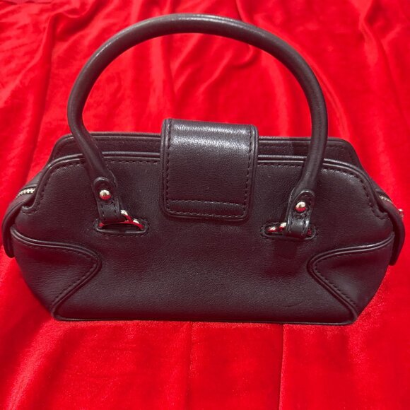 VINTAGE COLE HAAN BLACK LEATHER SILVER HARDWARE MINI BAG - Picture 3 of 14
